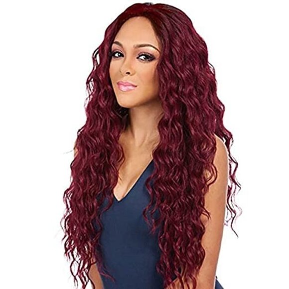 𝅺🆕 Stunning Long Curly Wavy Burgundy Hair Replacement Wig Lace SEXY NWT 👀😘 - Picture 2 of 8